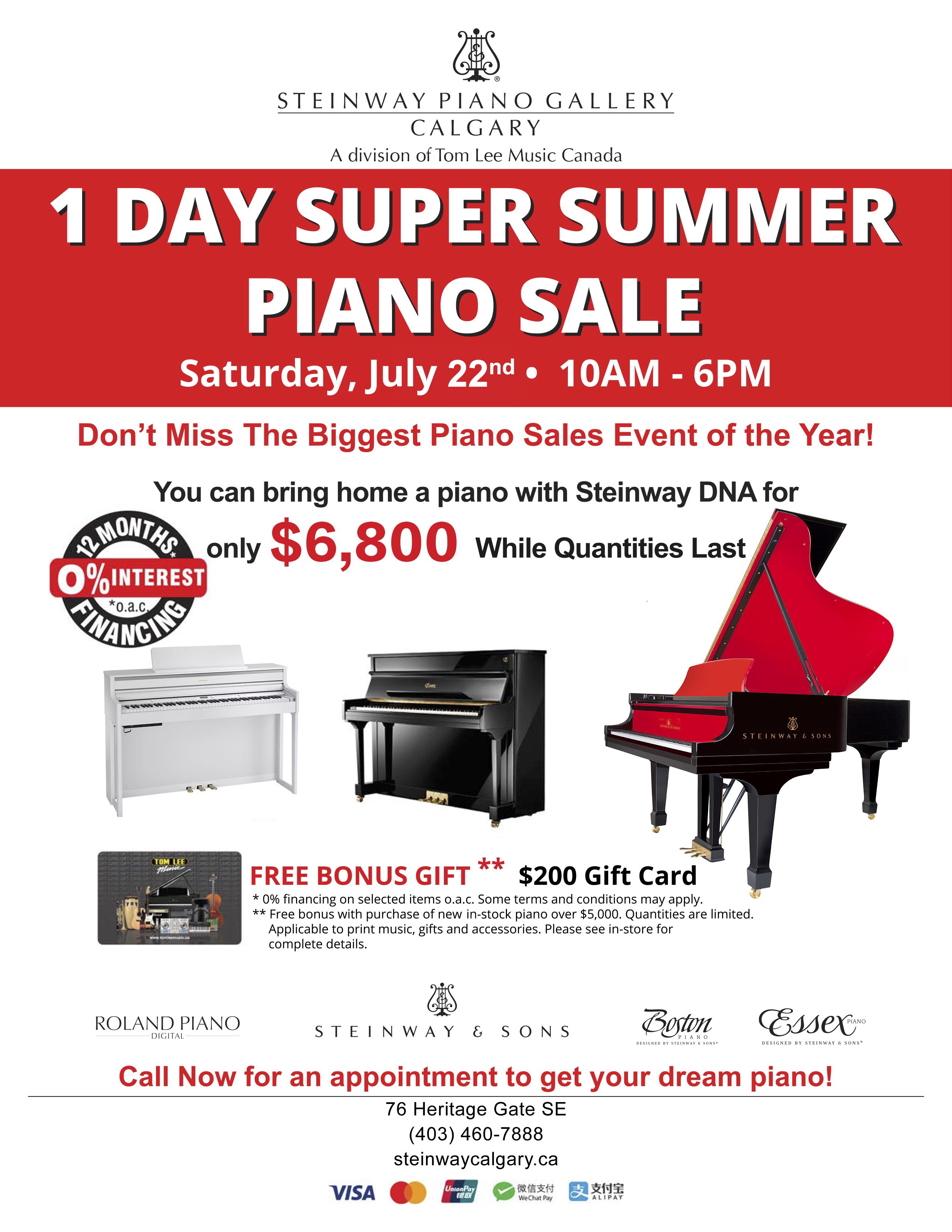 One Day Super Summer Piano Sale Steinway & Sons